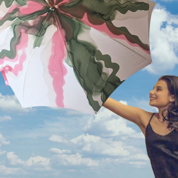 Handpainted signed SILK Original signed one of a kind Parasol/Umbrella - Picture 5 of 16